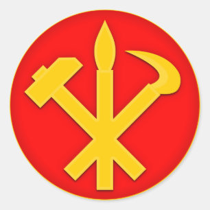 WPK Workers Party Korea DVRK Nordkorea Emblem Runder Aufkleber
