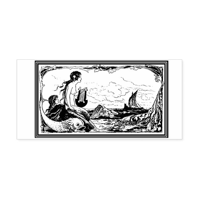 WQ RUBBER-BRIEFMARKE: Meerjungfrauen und Schiffe Gummistempel (Prägung)