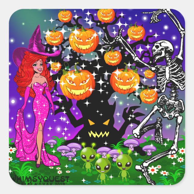 WQ STICKER : Fête d'Halloween Toute la nuit (Devant)