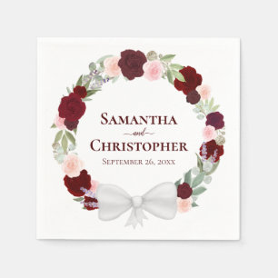 Wraath of Rose Burgundy Red & Pink Wedding Serviette