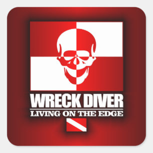 Wrack-Taucher - lebend auf The Edge Quadratischer Aufkleber