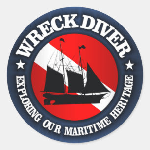 Wrack-Taucher (Schiff) (R) Runder Aufkleber