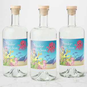 Wrack unter der Sea Baby Shower Alkoholflaschenetikett