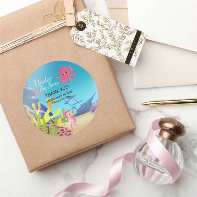 Wrack unter der Sea Baby Shower Runder Aufkleber (Schenken)