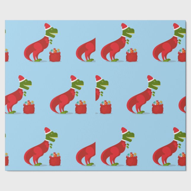 Wrackpapier DINOSAUR AS SANTA Geschenkpapier (Saum)