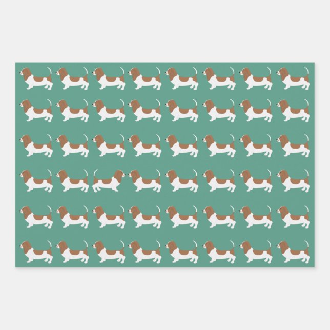 Wrackpapier für Basset-Halterungen Geschenkpapier Set (Vorderseite)