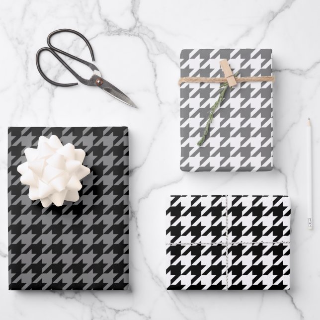 Wrackpapier für Hahnentrittmuster Geschenkpapier Set (Vorderseite)