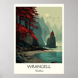 Wrangell Alaska Küstenwald Felsen Poster