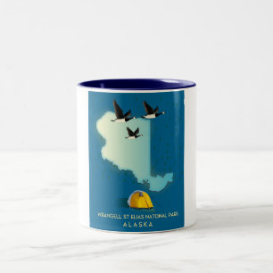 wrangell st elias Alaska Karte Zweifarbige Tasse