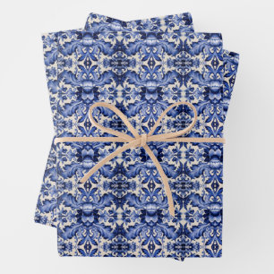 Wrap es in der Blue-Blume von Delft Ware auf Geschenkpapier Set
