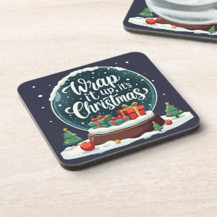 Wrap It Up Es Ist Weihnachten Schneekugel-Design Getränkeuntersetzer