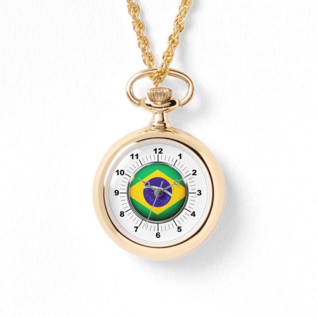 Wraparound Gold Watch für die brasilianische Flagg Armbanduhr (Vorderseite)
