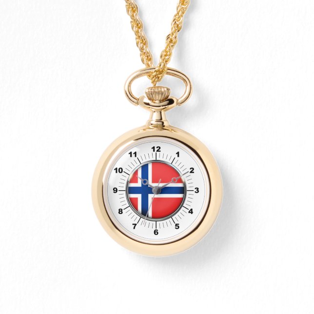 Wraparound Gold Watch für die Flagge Norwegens Armbanduhr (Vorderseite)