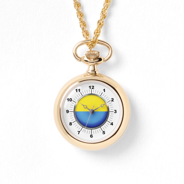 Wraparound Gold Watch in der Ukraine-Flagge Armbanduhr (Vorderseite)