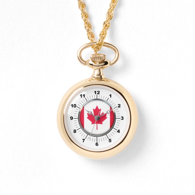 Wraparound Gold Watch in Kanada Flag Armbanduhr (Vorderseite)