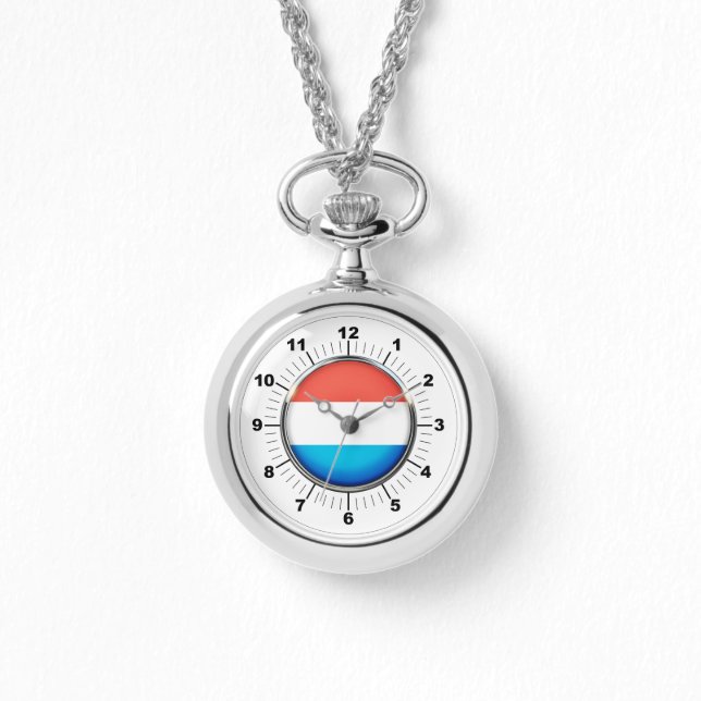 Wraparound Silver Watch: Die luxemburgische Flagge Armbanduhr (Vorderseite)