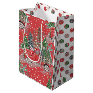 Wrapped in Red Weihnachtswagen Mittlere Geschenktüte