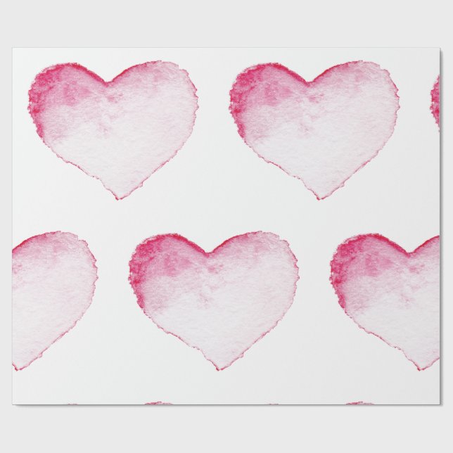 Wrapper Paper PINK WATERCOLOR HERZ Geschenkpapier (Flach)