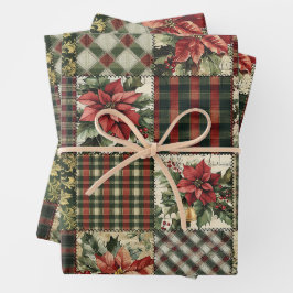 Wrapper Paper Sheet Christmas Kariert Patchwork Re Geschenkpapier Set