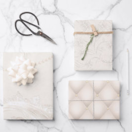 Wrapping (3 Muster) - Elfenbeinperle Geschenkpapier Set