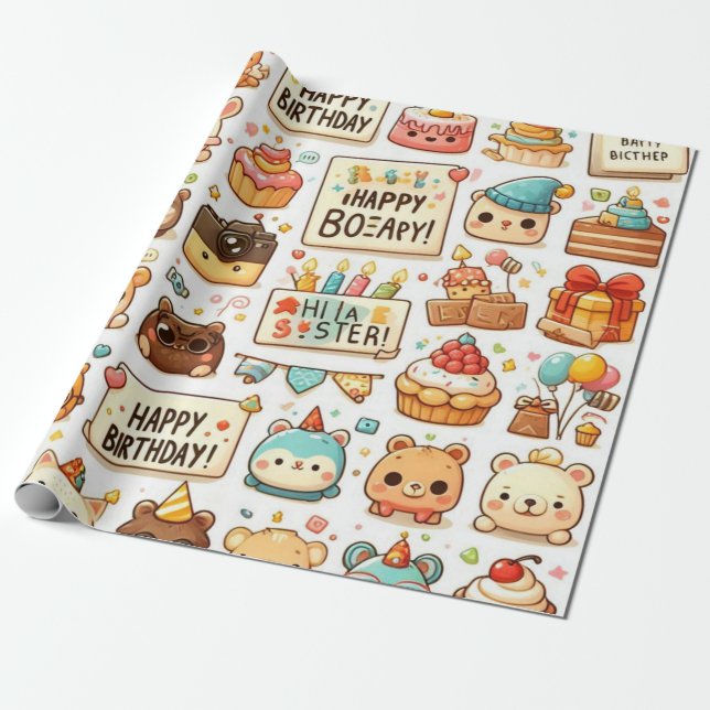 Wrapping Paper Birthday Theme Geschenkpapier (Ungerollt)