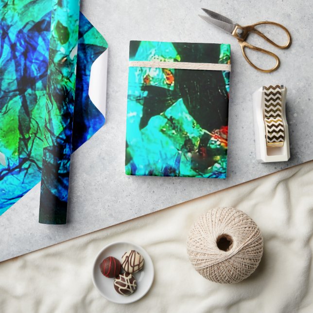 Wrapping Paper blue abstrakt gerecycelt plastic bl Geschenkpapier (Kunsthandwerk)