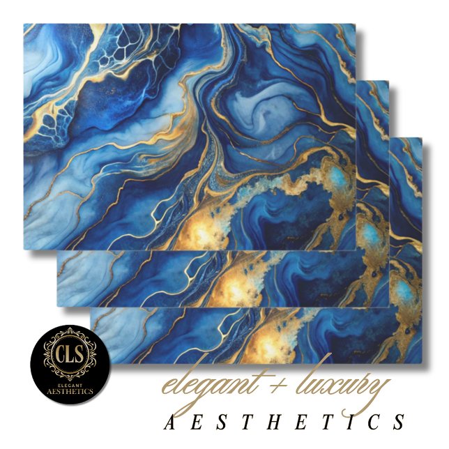 Wrapping Paper - Blue & Gold Marbled Geschenkpapier Set (Von Creator hochgeladen)