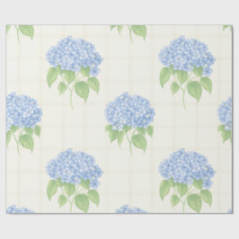 Wrapping Paper | Blue Hydrangea | Luxe Ivory Plaid Geschenkpapier