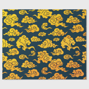 Wrapping Paper CHINESE CLOUD PATTERN YELLOW Geschenkpapier