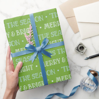 Wrapping Paper Christmas Merry And Bright Green Geschenkpapier