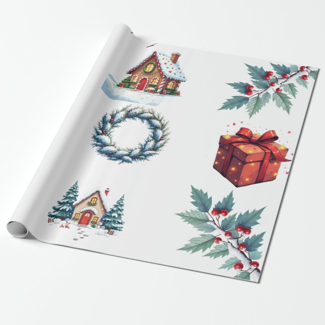 Wrapping paper - Christmas themed Geschenkpapier (Ungerollt)