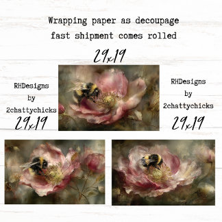Wrapping Paper Decoupage Botanical Teal Florals  Geschenkpapier Set