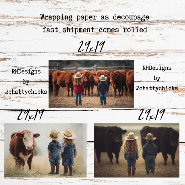 Wrapping Paper Decoupage Farm Kids & Cattle  Geschenkpapier Set (Von Creator hochgeladen)