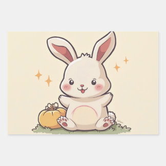 Wrapping Paper Flat Sheet Set 3 Lovely bunny gi Geschenkpapier Set