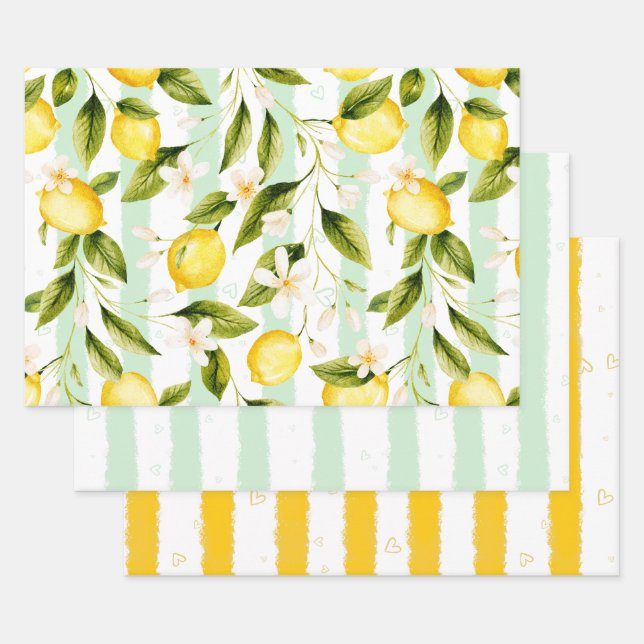 Wrapping Paper Flat Sheet Set 3 Summer Vibes Geschenkpapier Set (Set)