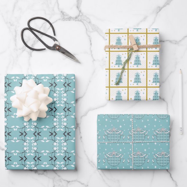 Wrapping Paper Flat Sheet Set of 3 Geschenkpapier Set (Vorderseite)