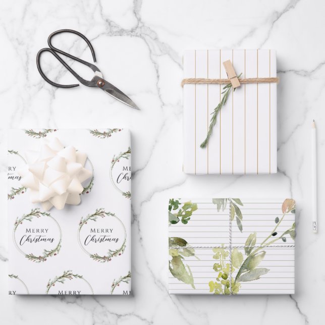 Wrapping Paper Flat Sheet Set of 3 Geschenkpapier Set (Vorderseite)