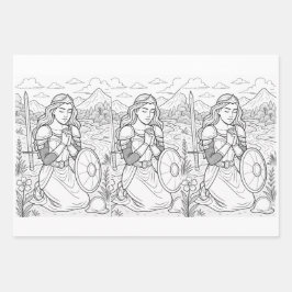 Wrapping Paper Flat Sheet Set of 3 Geschenkpapier Set