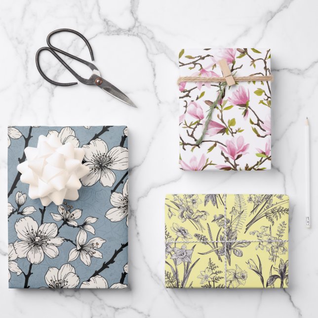 Wrapping Paper Flat Sheet Set of 3 Geschenkpapier Set (Vorderseite)