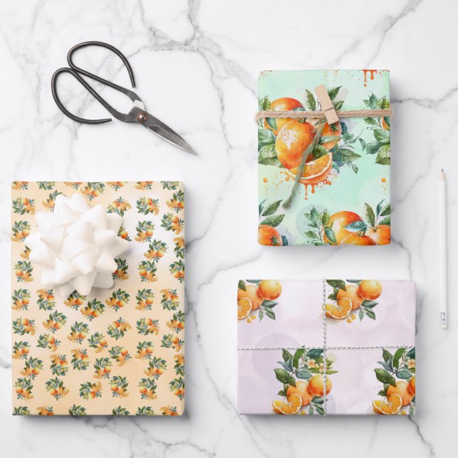 Wrapping Paper Flat Sheet Set von 3. Geschenkpacku Geschenkpapier Set (Vorderseite)