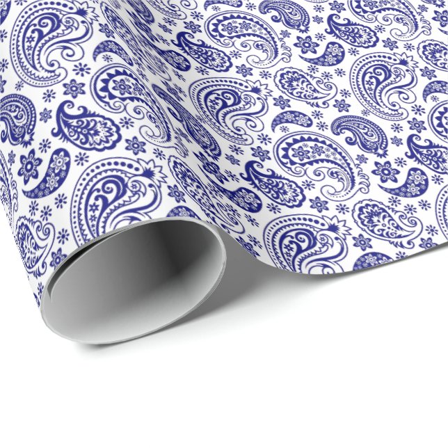 Wrapping Paper - French Paisley Shabby Chic Blue Geschenkpapier (Rolleneckpunkt)