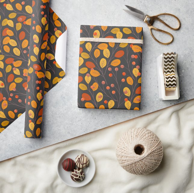 Wrapping Paper für Herbst-Blätter und Berries Geschenkpapier (Kunsthandwerk)