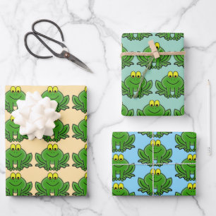 Wrapping Paper für niedliche grüne Frösche Geschenkpapier Set