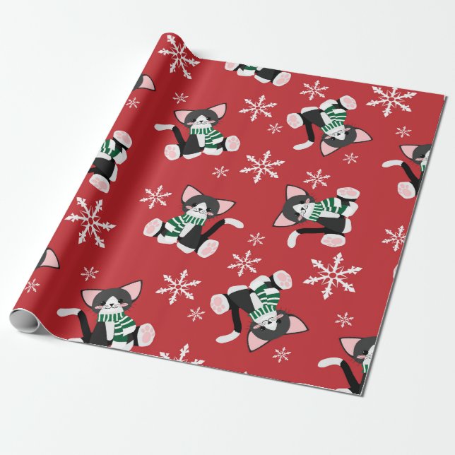 Wrapping Paper für Weihnachtskatzen Geschenkpapier (Ungerollt)