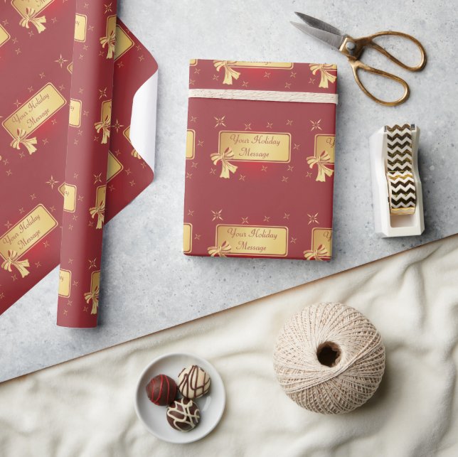 Wrapping Paper - Gold on Burgund - Anpassbar Geschenkpapier (Basteln)
