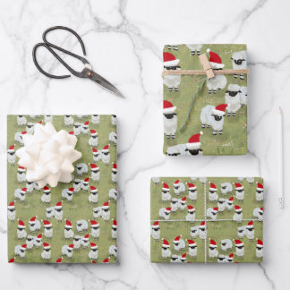 wrapping paper holiday set with charming sheep geschenkpapier set