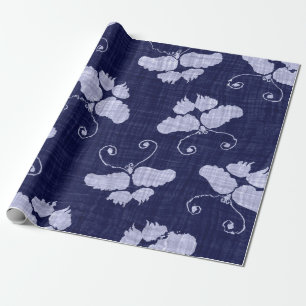 Wrapping Paper JAPANESE BLAUE BUTTERFLIS Geschenkpapier