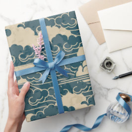 Wrapping Paper JAPANESE CLOUD PATTER IN BLAU Geschenkpapier