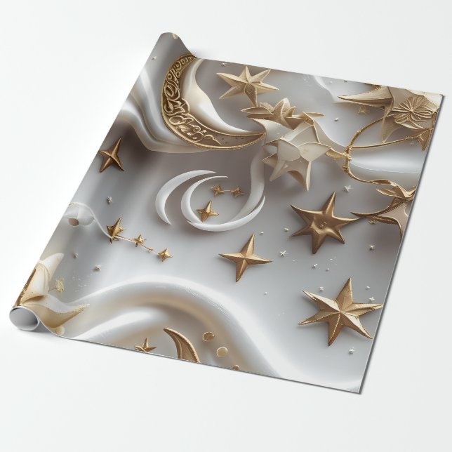 Wrapping Paper – Luxury Alabaster White Celestial  Geschenkpapier (Ungerollt)