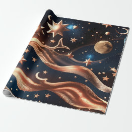Wrapping Paper – Luxury Bronze Celestial Moon Prem Geschenkpapier